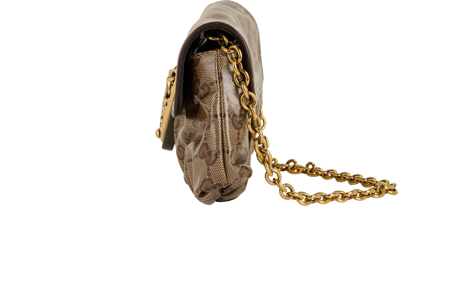 Babouska Hysteria Clutch On Chain, &pound;210, Handbags, Brown, Canvas, Bottom view